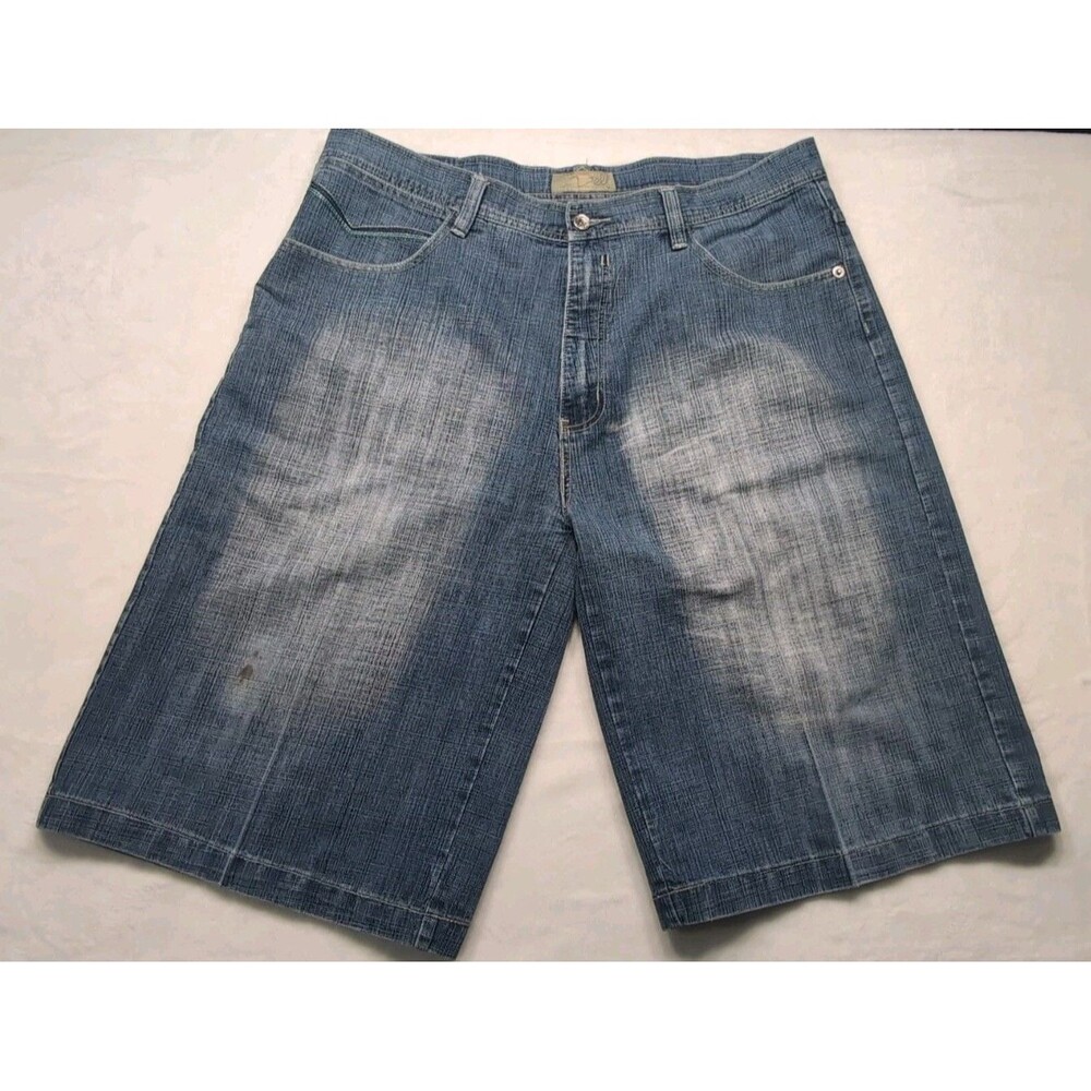 Imperious Delf Shorts Mens 42x15 Denim Jeans Grunge Y2K Skater Baggy Embroidered